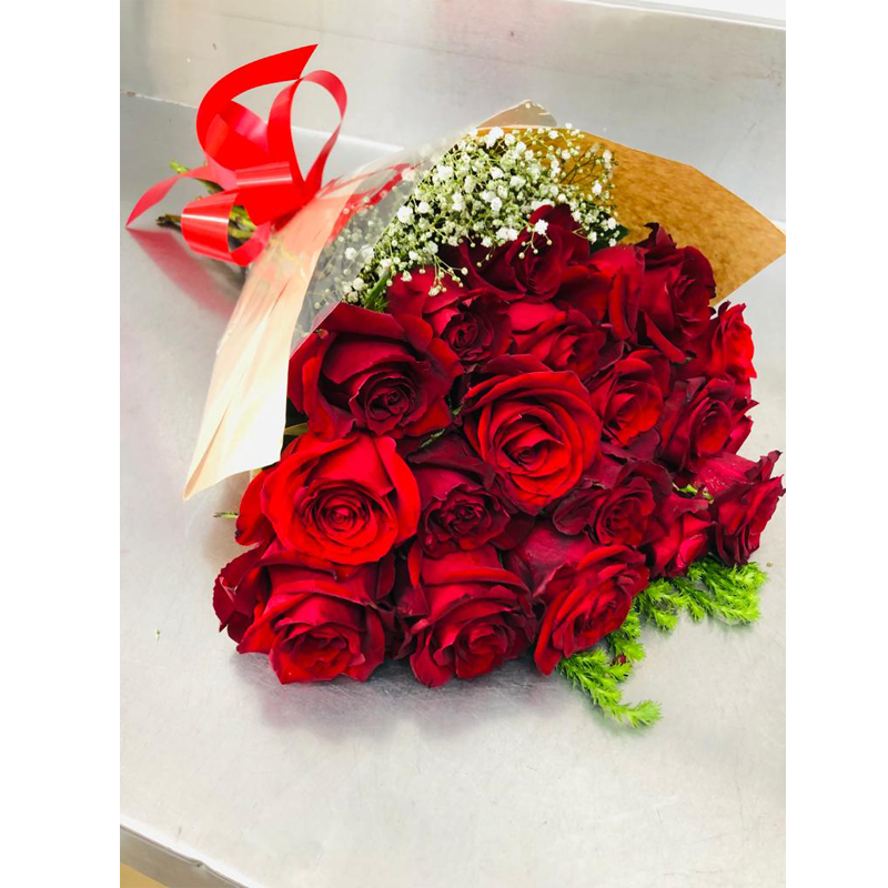 20 Red Roses in Wrapping - Garden Gate Florist